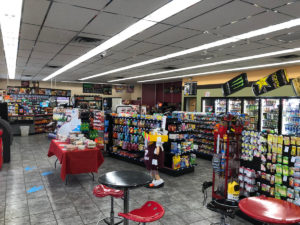 A well-lit convenience store