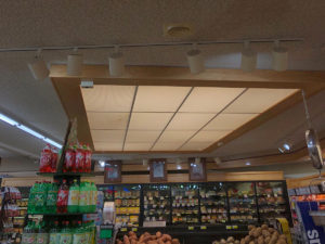 Dim lighting over produce section